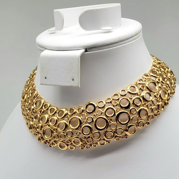 Vintage Givenchy RARE Geometric Circle Bubble Choker Hinged Statement Collar - Picture 5 of 12